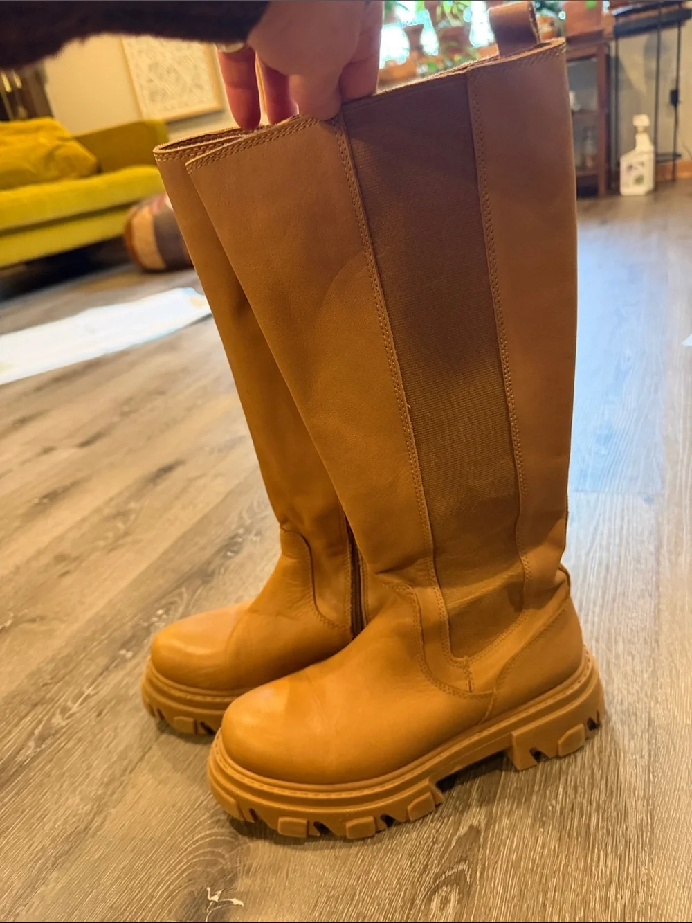 Steve Madden Tall Tan Lug Sole Over-the-Knee Boots